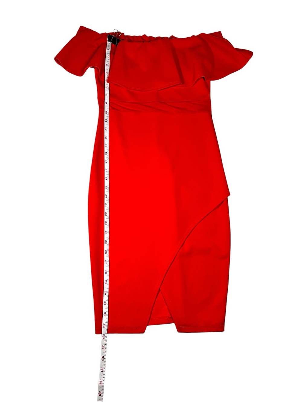 privy Red One-Shoulder Ruffle Bodycon Dress - Picture 6 of 8